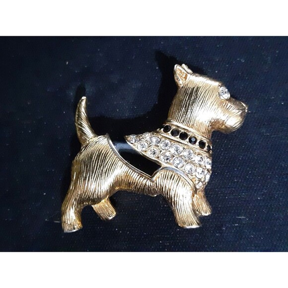 Swarovski Crystal Pin Brooch Scottish Terrier Scottie Dog black clear SCOTTY - Picture 3 of 5